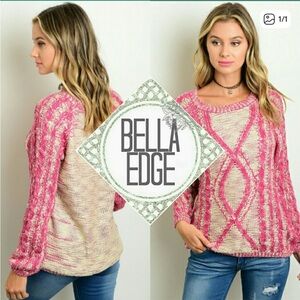 2/$30 Pink Cream Chunky Pullover Sweater